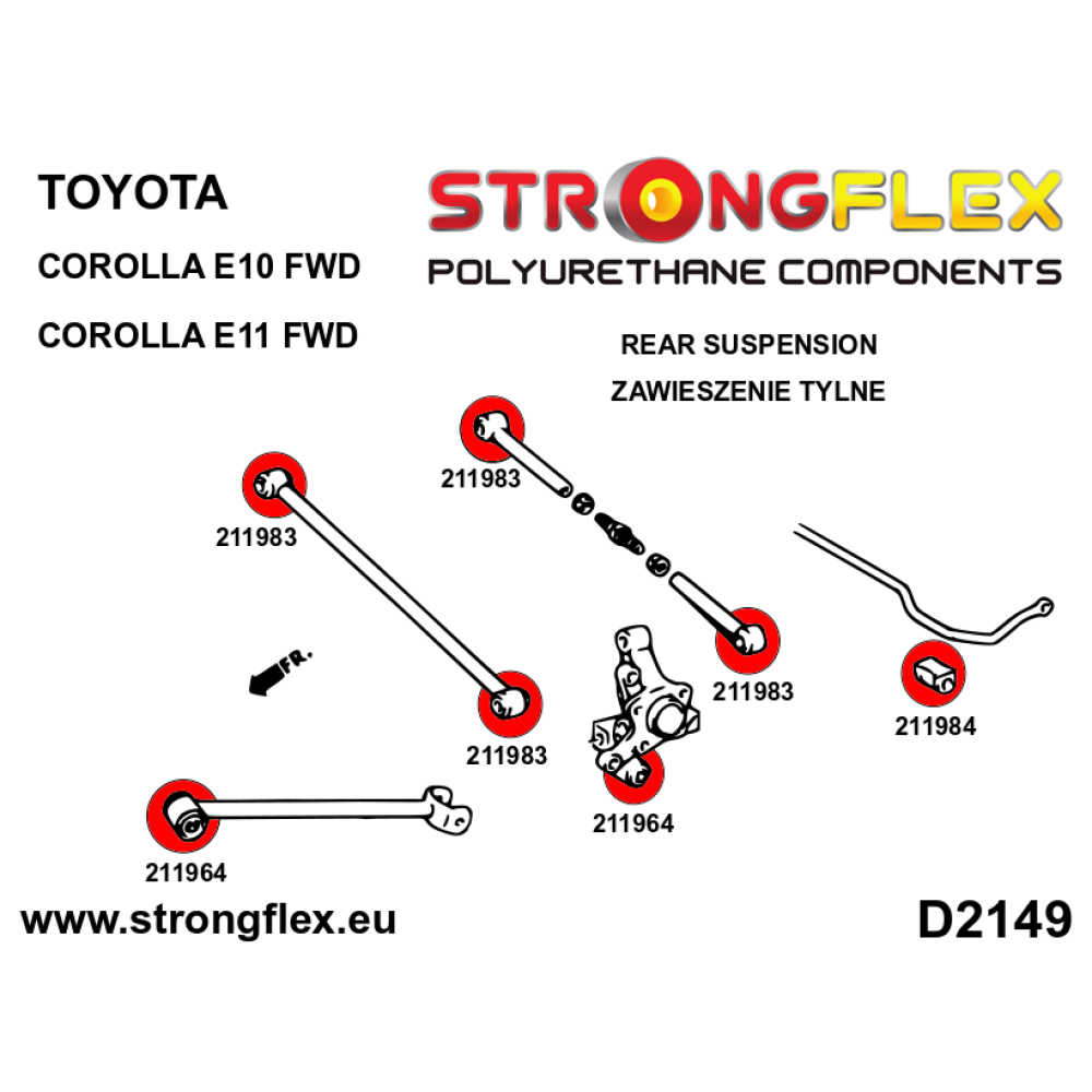 Strongflex Toyota Corolla Complete ophangrubberset SPORT ZWART – 216285AX