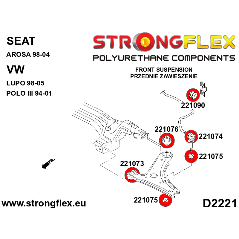 Strongflex Volkswagen Caddy / Corrado / Golf Rubber voorste koppelstang SPORT ZWART – 221074AX 2 Strongflex Volkswagen Caddy / Corrado / Golf Rubber voorste koppelstang SPORT ZWART – 221074AX - Afbeelding 2