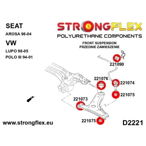 Strongflex Volkswagen Caddy / Corrado / Golf Rubber voorste koppelstang/Augenbolzen SPORT ZWART – 221075AX