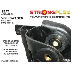 Strongflex Volkswagen Lupo / Polo Voorste draagarmrubber- achter SPORT ZWART – 221076AX