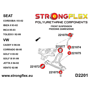 Strongflex Volkswagen Caddy / Corrado / Golf Voorste stabilisatorrubber SPORT – 221079A