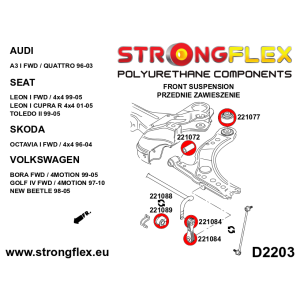 Strongflex Audi / Volkswagen Rubber voorste koppelstang – 221084B