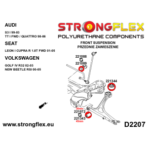 Strongflex Audi / Volkswagen Voorste stabilisatorrubber 15-23mm ZWART – 221088BX