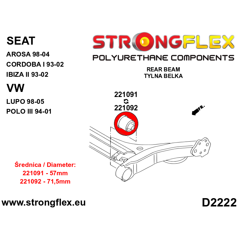 Strongflex Volkswagen Achteras-subframer-57 mm – 221091B 2 Strongflex Volkswagen Achteras-subframer-57 mm – 221091B – Bild 2