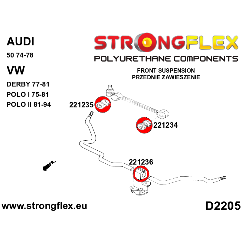 Strongflex Audi / Volkswagen Voorste stabilisatorrubber 18-24mm – 221236B 2 Strongflex Audi / Volkswagen Voorste stabilisatorrubber 18-24mm – 221236B – Image 2