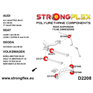 Strongflex Audi / Volkswagen Achteras langsdraagarm voorste rubber SPORT – 221372A