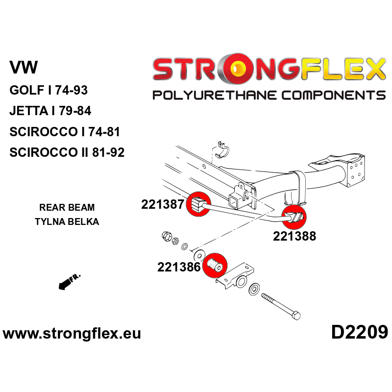Strongflex Volkswagen Golf / Jetta / Scirocco Achteras buitenste stabilisatorrubber SPORT – 221388A 2 Strongflex Volkswagen Golf / Jetta / Scirocco Achteras buitenste stabilisatorrubber SPORT – 221388A - Image 2