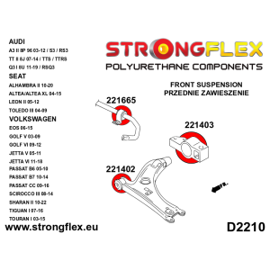Strongflex Audi A2 / A3 / TT Vooras draagarm achterste rubber SPORT – 221403A