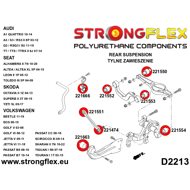 Strongflex Audi / Volkswagen Achteras langsdraagarm voorste rubber SPORT – 221663A 2 Strongflex Audi / Volkswagen Achteras langsdraagarm voorste rubber SPORT – 221663A – Bild 2