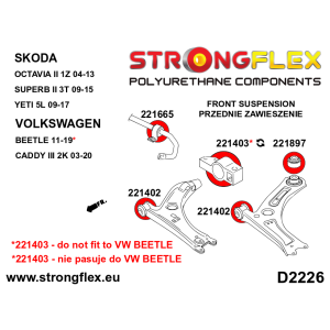 Strongflex Audi / Seat / Volkswagen Voorste stabilisatorrubber ZWART – 221665BX