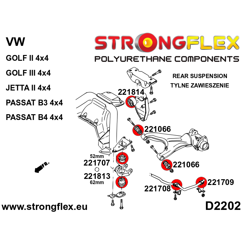 Strongflex Volkswagen Golf / Jetta Achterste binnenste stabilisatorrubber 18,5-20mm – 221708B 2 Strongflex Volkswagen Golf / Jetta Achterste binnenste stabilisatorrubber 18,5-20mm – 221708B – Image 2