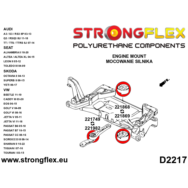 Strongflex Audi / Volkswagen Motorsteun voor- pendelsteun- kleine rubber 38,5mm ZWART – 221749BX 2 Strongflex Audi / Volkswagen Motorsteun voor- pendelsteun- kleine rubber 38,5mm ZWART – 221749BX – Image 2
