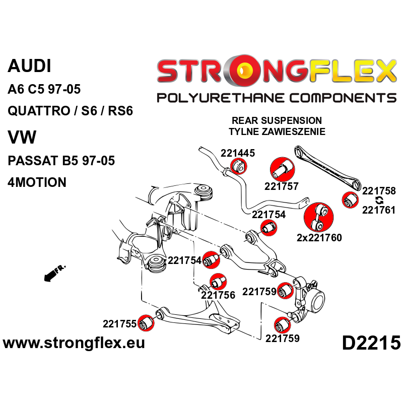 Strongflex Audi RS6 / S6 / A6 Achterste buitenste stangrubber SPORT – 221761A 2 Strongflex Audi RS6 / S6 / A6 Achterste buitenste stangrubber SPORT – 221761A – Image 2