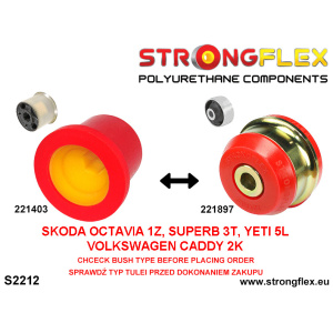 Strongflex Audi A1 Vooras draagarm achterste rubber 65mm SPORT ZWART – 221897AX