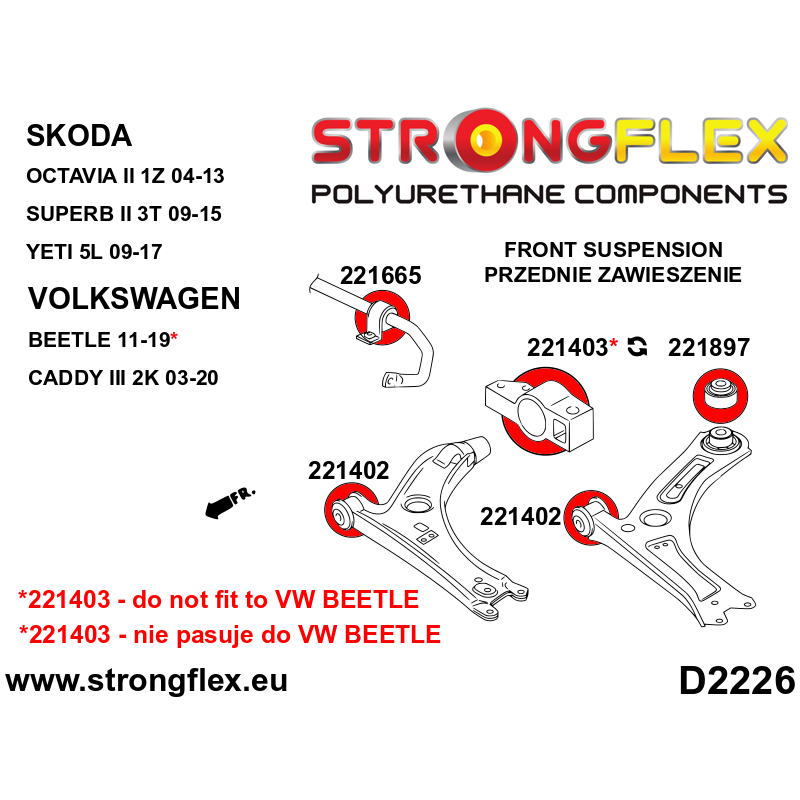 Strongflex Audi A1 Vooras draagarm achterste rubber 65mm – 221897B 3 Strongflex Audi A1 Vooras draagarm achterste rubber 65mm – 221897B – Image 3