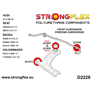 Strongflex Audi S1 / A1 Voorste / achterste stabilisatorrubber SPORT ZWART – 221950AX