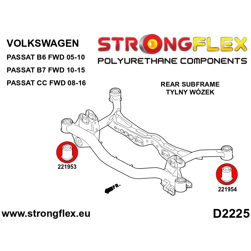 Strongflex Volkswagen Passat / CC Achteras-subframe rubber achter – 221954B 2 Strongflex Volkswagen Passat / CC Achteras-subframe rubber achter – 221954B - Image 2