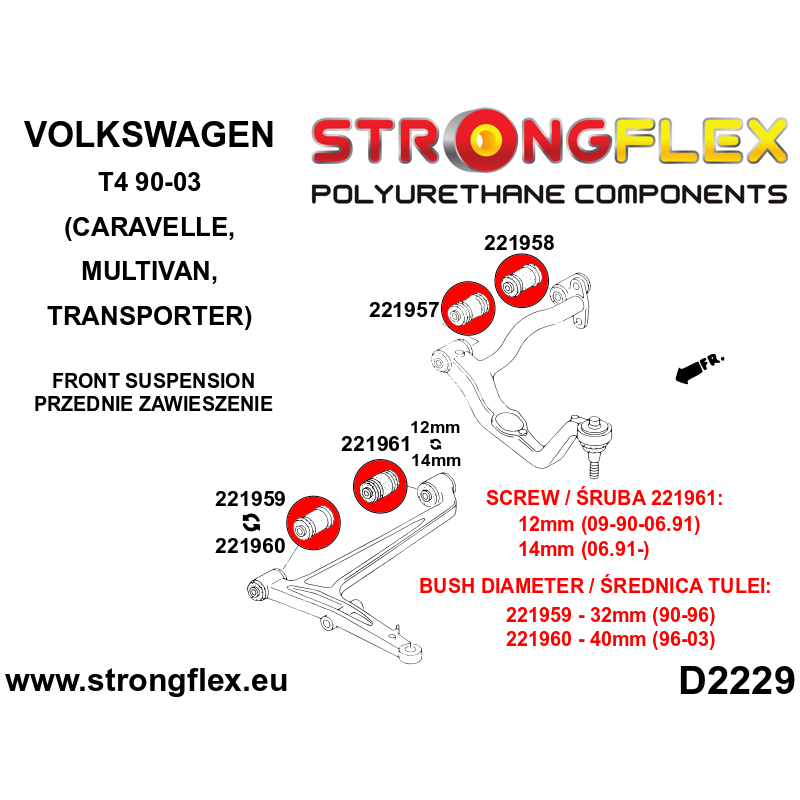 Strongflex Volkswagen Transporter / T4 Draagarmrubber voor onder – achterste SPORT – 221961A 2 Strongflex Volkswagen Transporter / T4 Draagarmrubber voor onder – achterste SPORT – 221961A – Bild 2