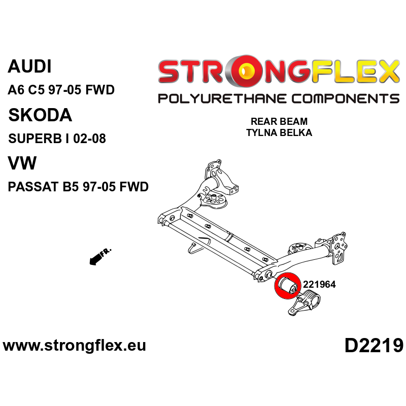 Strongflex Audi / Volkswagen Rubber achteras-subframe ophanging – 221964B 2 Strongflex Audi / Volkswagen Rubber achteras-subframe ophanging – 221964B – Image 2