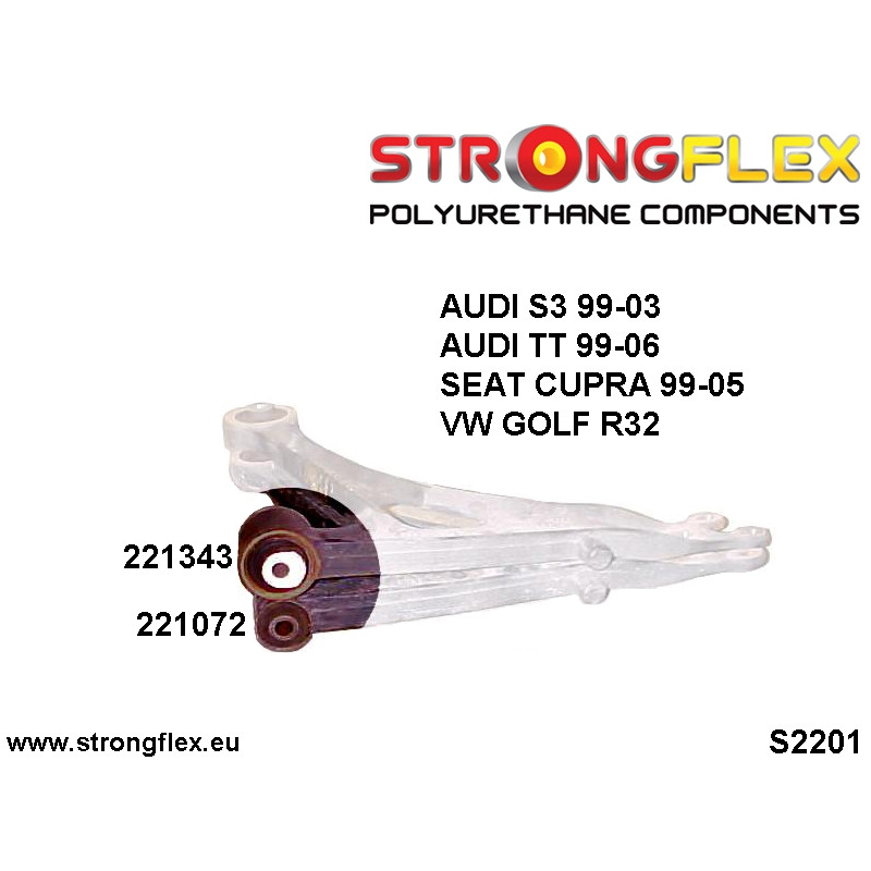 Strongflex Audi / Volkswagen Polyurethaan rubberset vooras ZWART – 226086BX 4 Strongflex Audi / Volkswagen Polyurethaan rubberset vooras ZWART – 226086BX – Image 4