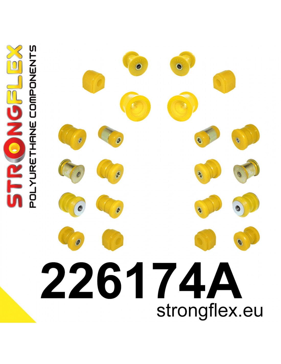 Strongflex Audi / Volkswagen Polyurethaan rubberset voor- en achteras SPORT – 226174A 1 Strongflex Audi / Volkswagen Polyurethaan rubberset voor- en achteras SPORT – 226174A