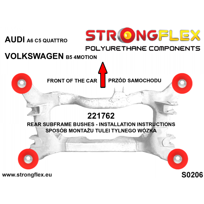 Strongflex Audi / Volkswagen Achterste subframe rubbers ZWART – 226225BX 3 Strongflex Audi / Volkswagen Achterste subframe rubbers ZWART – 226225BX - Image 3