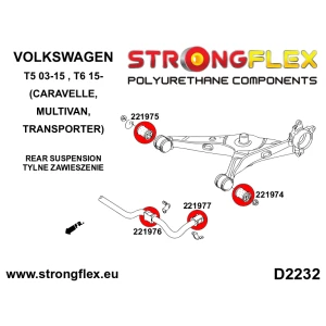 Strongflex Volkswagen Transporter / T5 / T6 Voorste stabilisatorrubber SPORT ZWART – 221971AX
