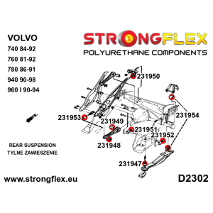 Strongflex Volvo 940 / 960 Achteras achterste trekstang- voorste rubber SPORT – 231948A