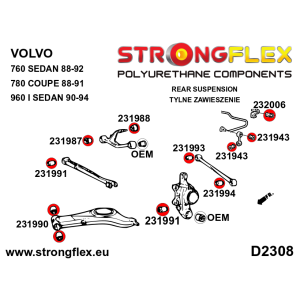 Strongflex Volvo 960 Draagarmrubber achter boven - achter – 231988B