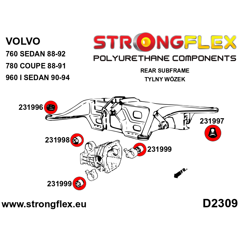 Strongflex Volvo 960 Achteras-subframe rubber achter – 231997B 2 Strongflex Volvo 960 Achteras-subframe rubber achter – 231997B – Bild 2