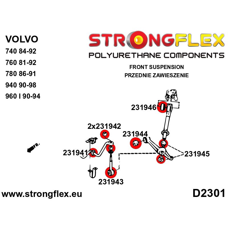 Strongflex Volvo 940 / 960 Voorwielophangingsset – 236201B 2 Strongflex Volvo 940 / 960 Voorwielophangingsset – 236201B - Afbeelding 2