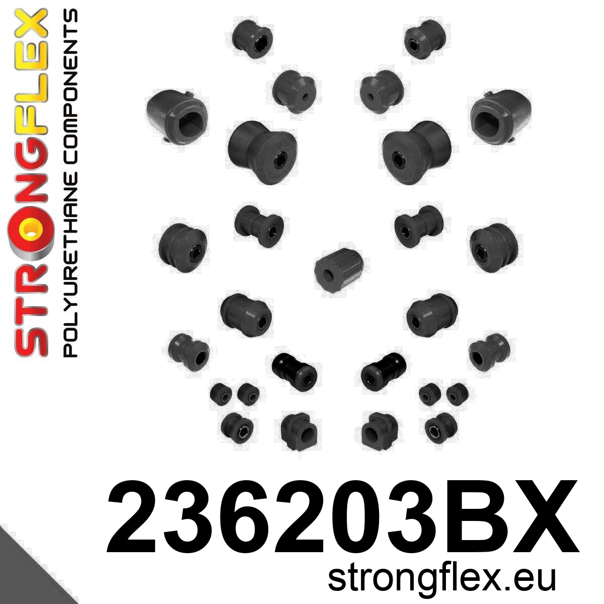 Strongflex Volvo 940 / 960 Complete onderstels rubbers ZWART – 236203BX 2 Strongflex Volvo 940 / 960 Complete onderstels rubbers ZWART – 236203BX