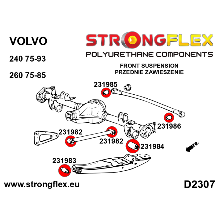 236210b komplettes fahrwerk buchsen kit polyurethan volvo serie 200 240 260 years 75 93 75 85 strongflex 1