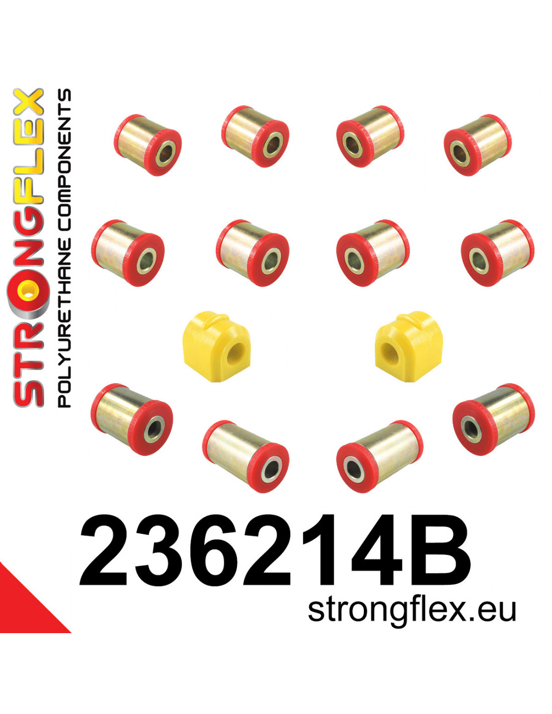 Strongflex Volvo C30 / C70 / S40 Achteras rubberset – 236214B 1 Strongflex Volvo C30 / C70 / S40 Achteras rubberset – 236214B