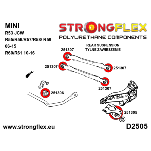 Strongflex Mini JCW / R53 / R55 Achterste langsdraagarmrubber – 251305B