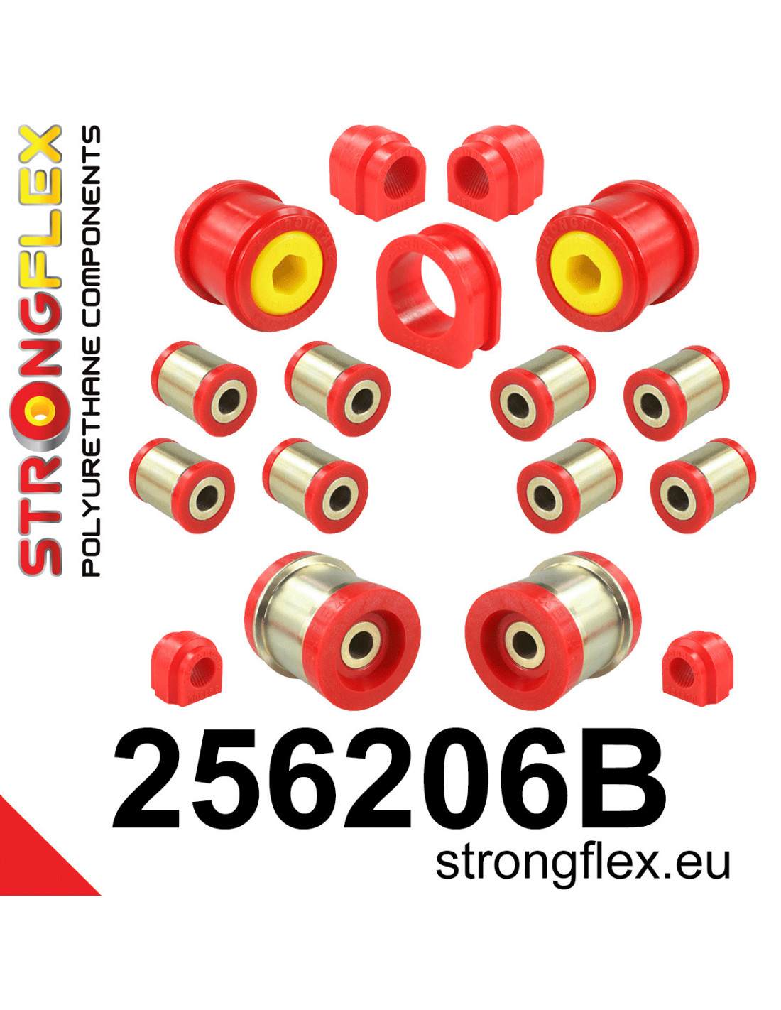 Strongflex Mini R50 / R52 / R53 Polyurethaan rubberset voor voor-en achteras aus 05/2003 – 256206B 1 Strongflex Mini R50 / R52 / R53 Polyurethaan rubberset voor voor-en achteras aus 05/2003 – 256206B