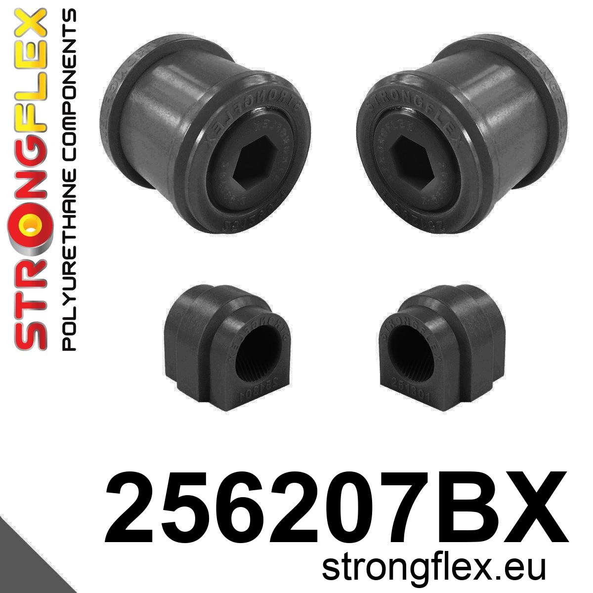 Strongflex Mini R55 / R56 / R57 Vooras rubberset ZWART – 256207BX 2 Strongflex Mini R55 / R56 / R57 Vooras rubberset ZWART – 256207BX