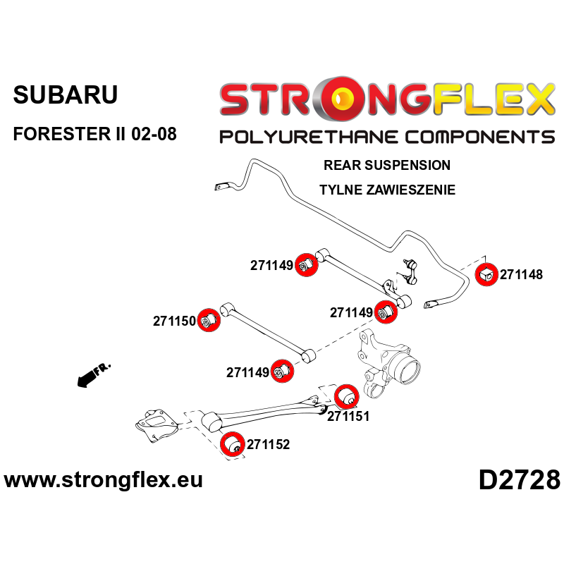 Strongflex Subaru Forester / Impreza Achterste stabilisatorrubber SPORT – 271148A 2 Strongflex Subaru Forester / Impreza Achterste stabilisatorrubber SPORT – 271148A - Afbeelding 2