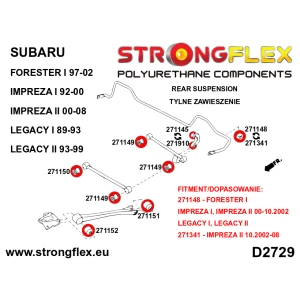 Strongflex Subaru Forester / Impreza / Legacy Achteras duwstang naar wielnaaf achterste rubber ZWART – 271151BX
