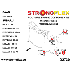 Strongflex Subaru Forester / Impreza Vooras draagarm voorste rubber 61mm SPORT – 271279A