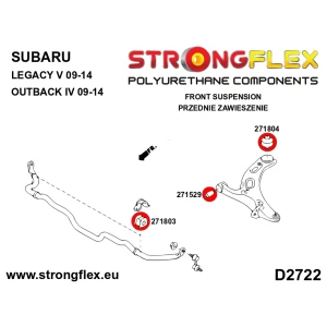 Strongflex Subaru Exiga / Forester / Impreza Vooras draagarm rubber voor SPORT ZWART – 271529AX