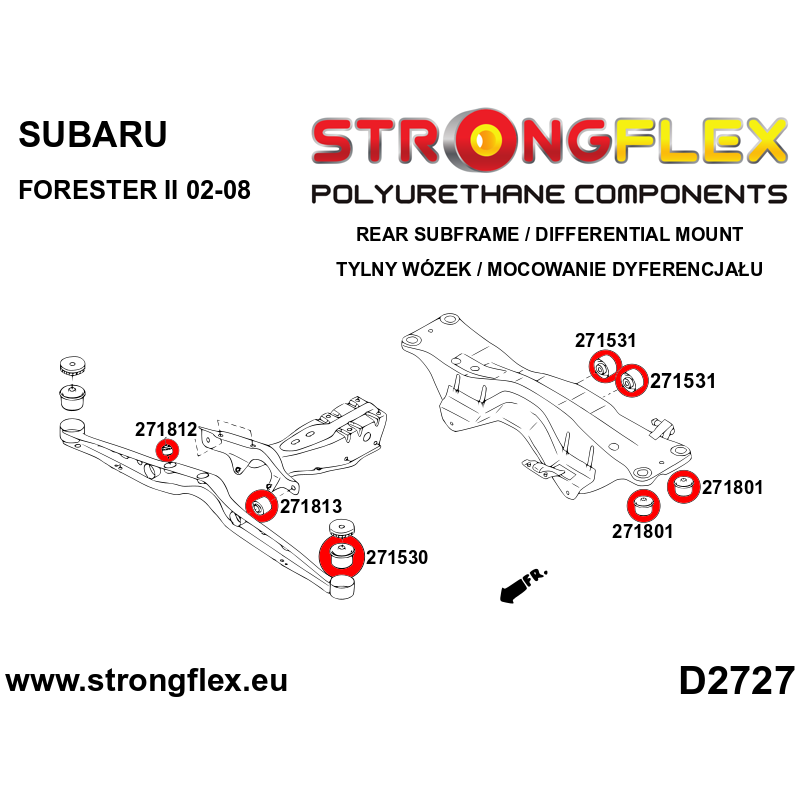 Strongflex Subaru Forester / Impreza / Legacy Rubber achteras differentieel ophanging – 271531B 4 Strongflex Subaru Forester / Impreza / Legacy Rubber achteras differentieel ophanging – 271531B - Afbeelding 4