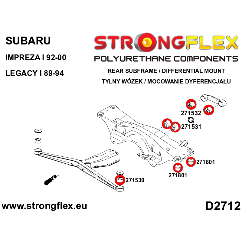 Strongflex Subaru Forester / Impreza / Legacy Rubber achteras differentieel ophanging – 271531B 2 Strongflex Subaru Forester / Impreza / Legacy Rubber achteras differentieel ophanging – 271531B - Afbeelding 2