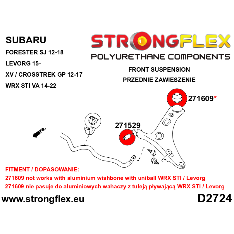 Strongflex Subaru Exiga / Forester / Impreza Vooras draagarm achterste rubber SPORT – 271609A 3 Strongflex Subaru Exiga / Forester / Impreza Vooras draagarm achterste rubber SPORT – 271609A – Image 3