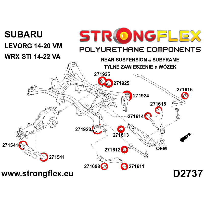 Strongflex Subaru / Toyota Achteras langsdraagarm achterste rubber – 271611B 8 Strongflex Subaru / Toyota Achteras langsdraagarm achterste rubber – 271611B – Bild 8
