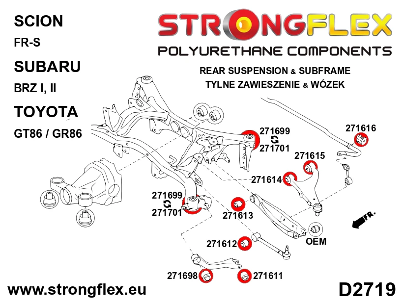 Strongflex Subaru / Toyota Rear upper control arm front bush SPORT – 271614A 4 Strongflex Subaru / Toyota Rear upper control arm front bush SPORT – 271614A