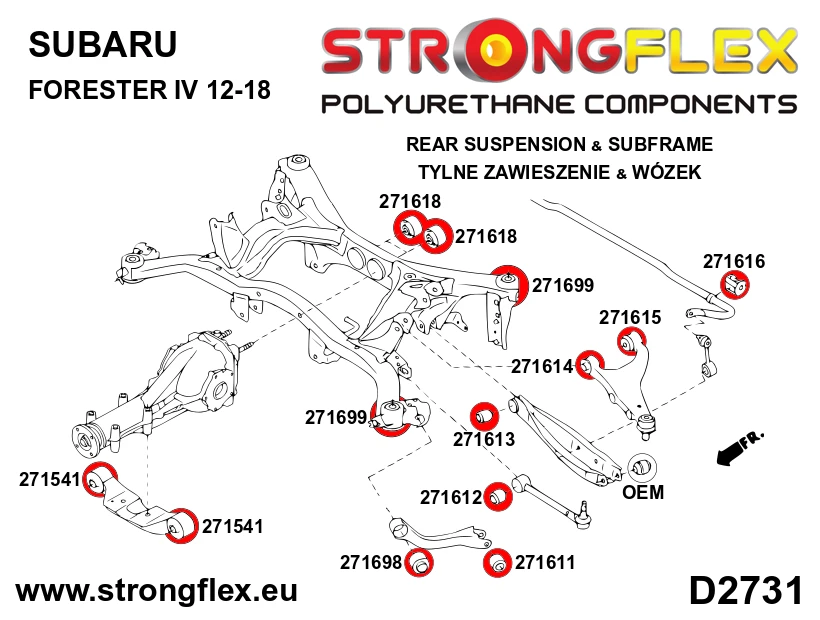 Strongflex Subaru / Toyota Rear upper control arm front bush SPORT – 271614A 6 Strongflex Subaru / Toyota Rear upper control arm front bush SPORT – 271614A