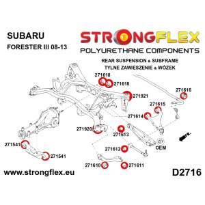 Strongflex Subaru / Toyota Achteras bovenste draagarm achterste rubber ZWART – 271615BX