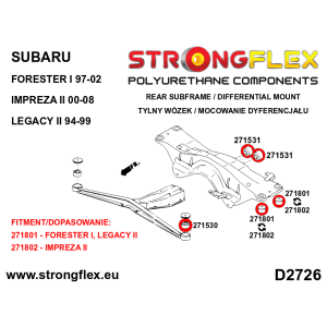 Strongflex Subaru Impreza Achterasnrubbers SPORT – 271802A