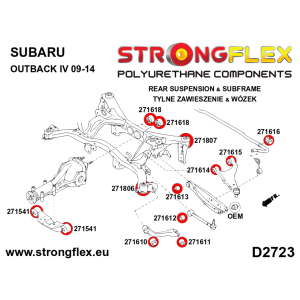 Strongflex Subaru Outback Achteras-subframe ton-lager rubber voor SPORT – 271806A